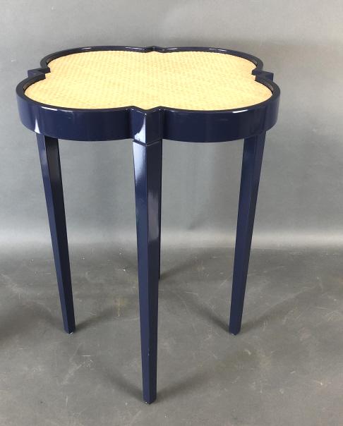 Oomph Navy Blue & Linen Side Table (1 of 5)
