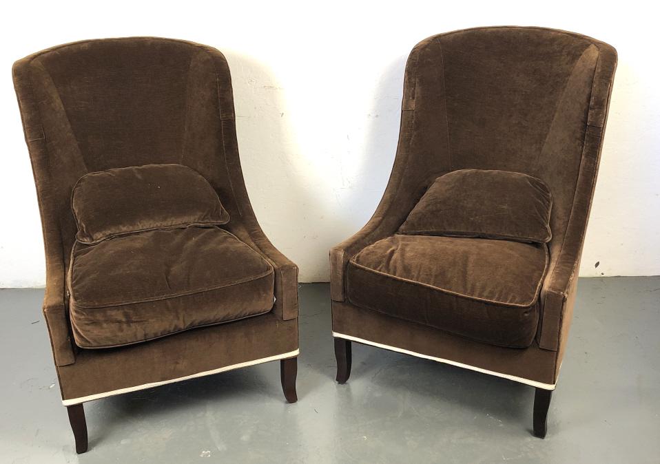 Pair of Lee Jofa Brown Velvet Upholstered Chairs (1 of 5)