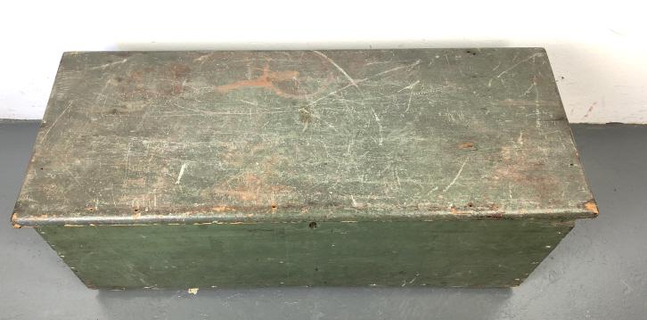 19th Century Green Painted Primitive Trunk (1 of 7)