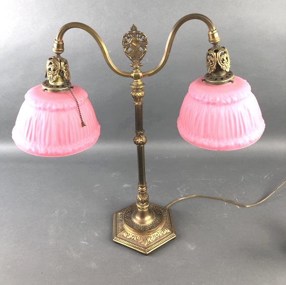Gilt Metal 2 Light Table Lamp (1 of 4)