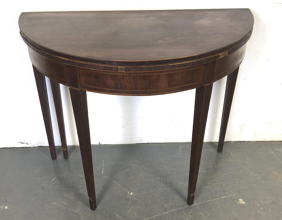 19th C Mahogany Demilune Tea Table (1 of 9)