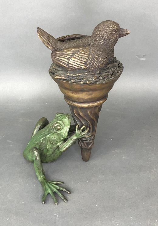 Frank Fleming - Bronze of Frog, Cornucopia & Nesting Bird (1 of 5)
