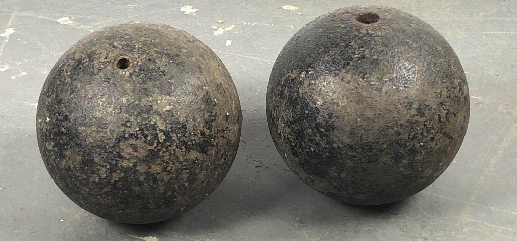 Two 19th Century Hollow Cast Iron Cannon Balls (1 of 3)