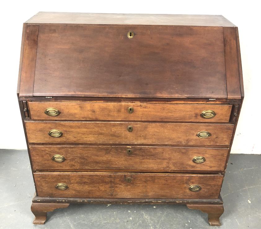 American 19th Century Walnut Slant Front Desk (1 of 8)