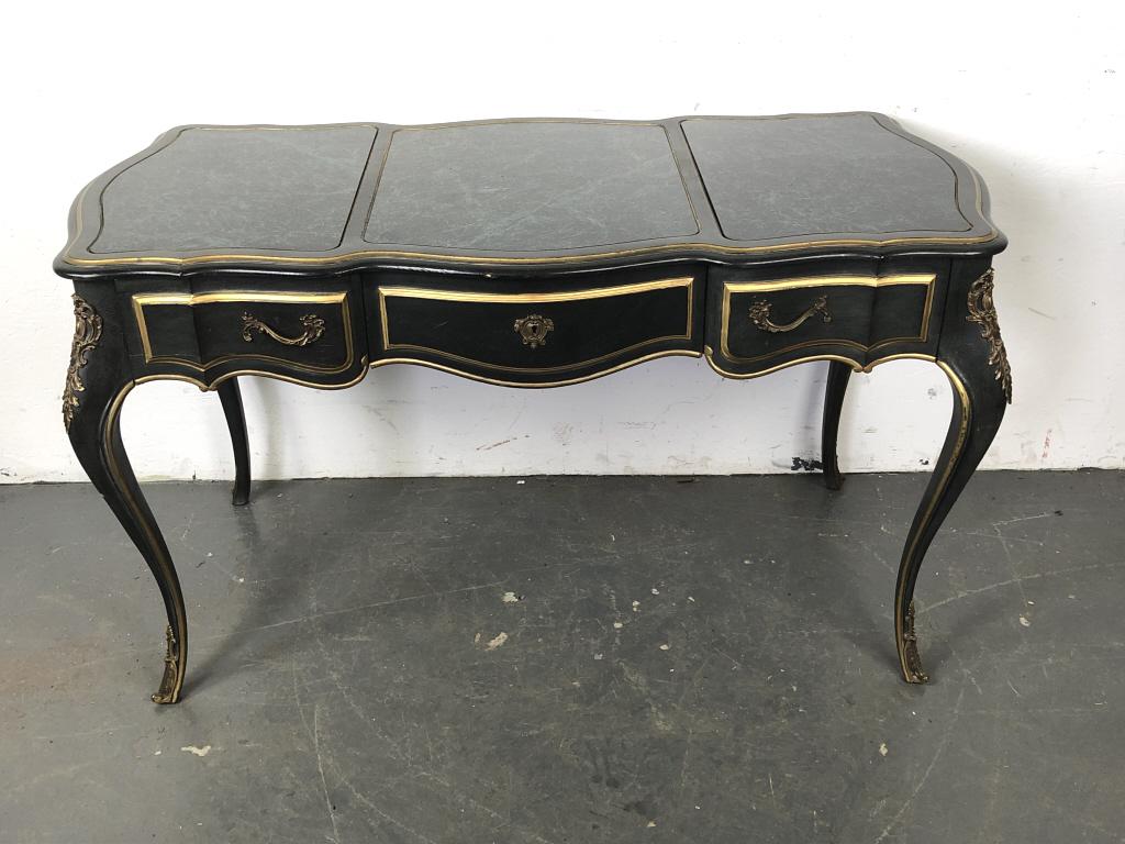 Louis XV Style Paint Decorated Bureau Plat: Louis XV Style Paint Decorated Bureau Plat. 29 1/2"h x 53 1/2"w x 26"d. Condition, some scratches and scuffs