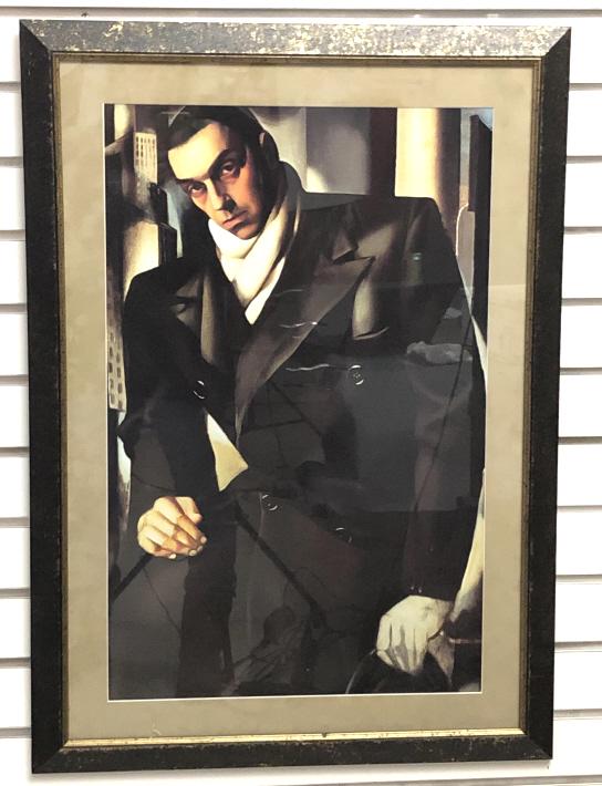 Tamara De Lempicka (Polish, 1898-1980) - Print: Tamara De Lempicka (Polish, 1898-1980) - Print Unfinished Portrait. Overall size is 28 1/2" x 19 1/2" Condition, needs cleaning, scratches and scuffs to frame