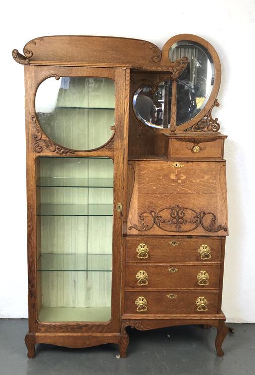 Victorian Oak Side by Side Bookcase / Desk (1 of 7)