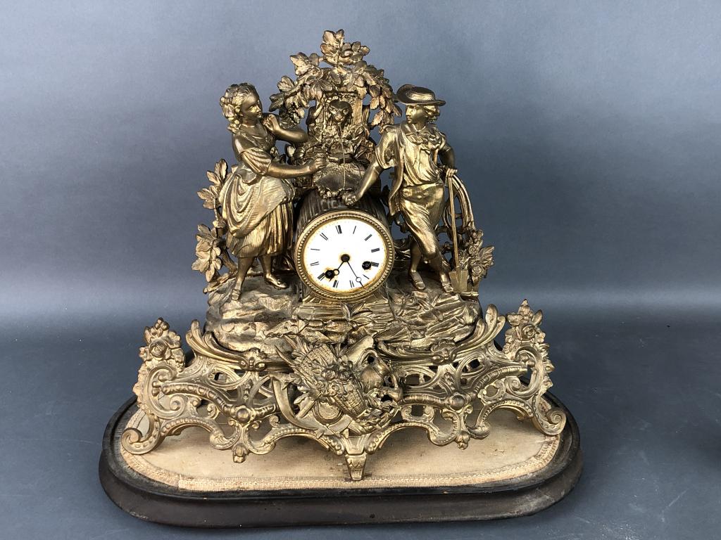Gold Painted Spelter Figural Clock (1 of 5)