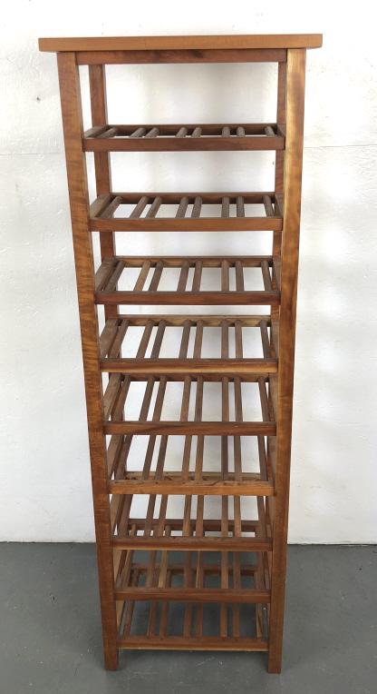 Bench Made Contemporary Cherrywood Wine Rack: Bench Made Contemporary Cherrywood Wine Rack. 58 1/4"h x 19 1/2"w x 14 1/4"d. Condition, some scratches and scuffs