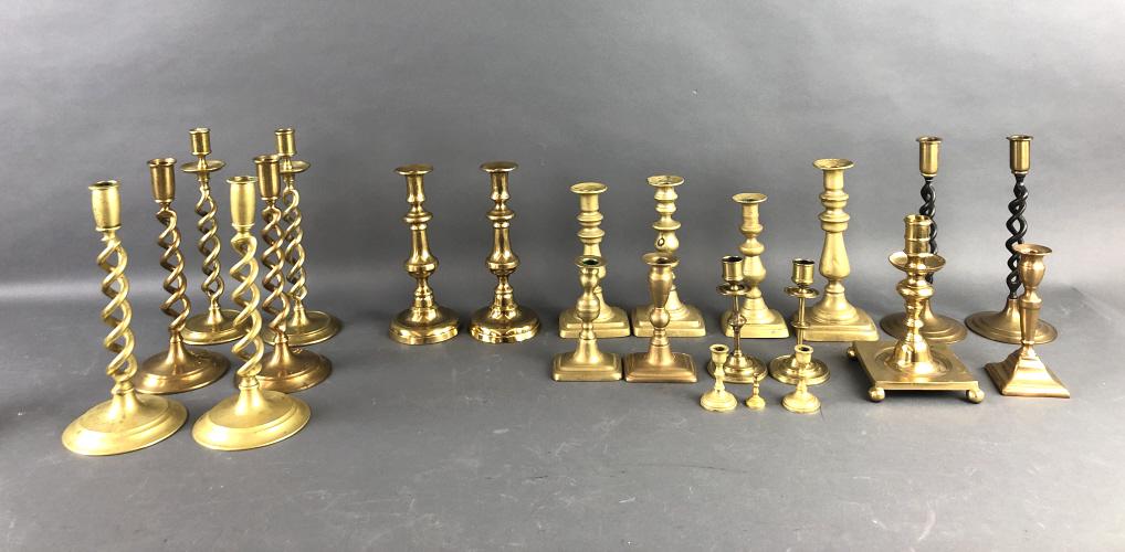 Large Group of Brass Candlesticks (1 of 9)
