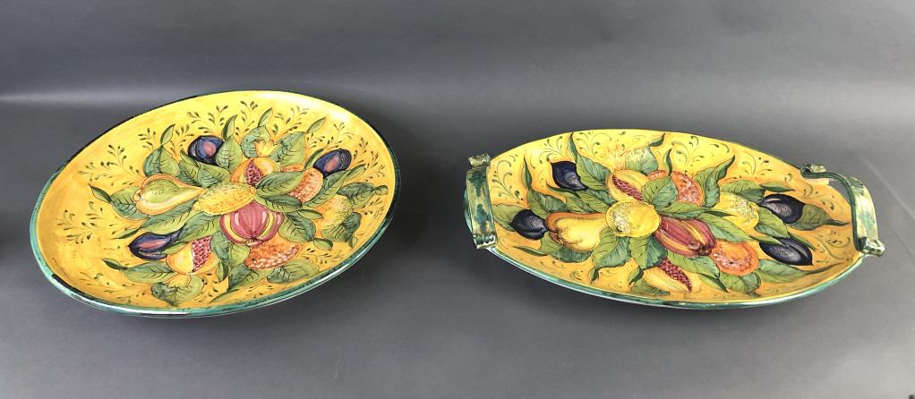 Large Italian Floral Serving Bowl & Tray (1 of 4)