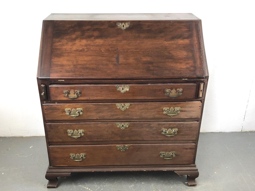 American 19th C. Mahogany Slant Front Desk (1 of 8)