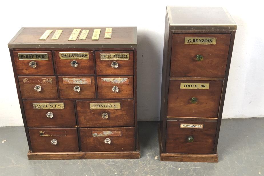2 Mahogany and Brass Band Apothecary Cabinets (1 of 12)