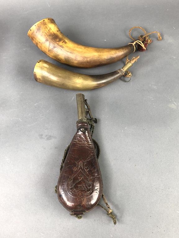 2 19th Century Powder Horns (1 of 7)