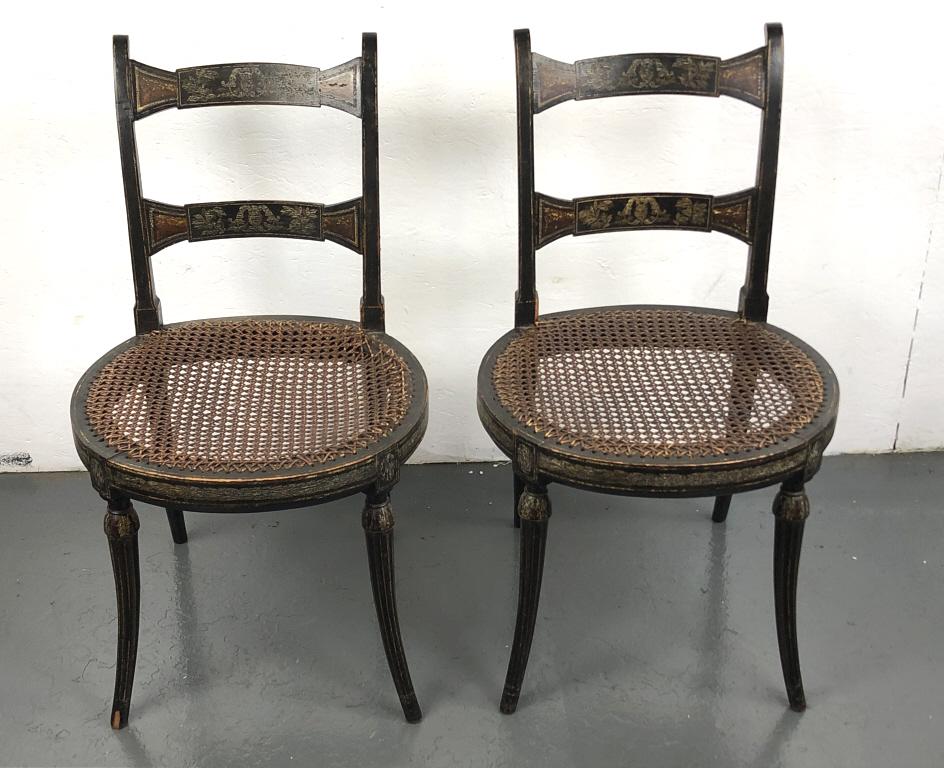 Pair of Regency Paint Decorated Side Chairs (1 of 8)