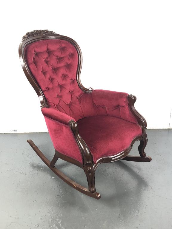 Victorian Upholstered Buttonback Rocking Chair (1 of 6)