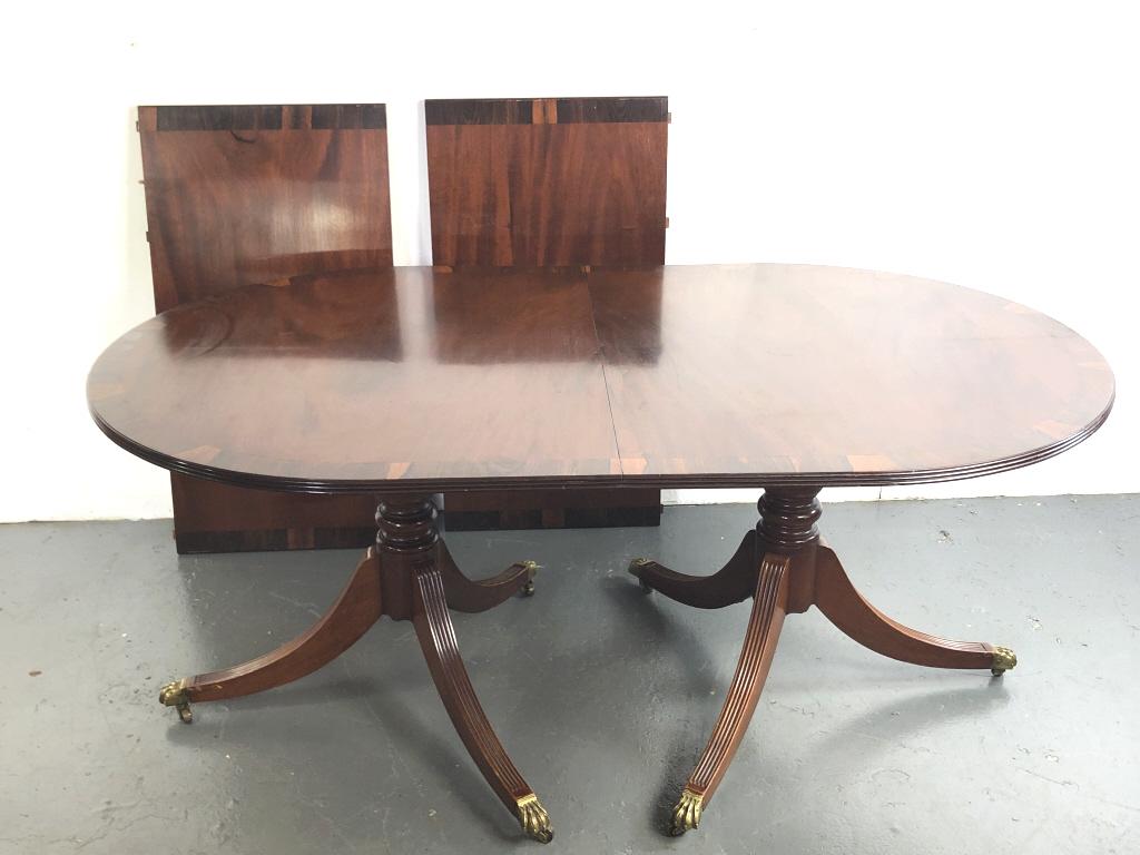 Mahogany Crossbanded Double Pedestal Dining Table (1 of 5)