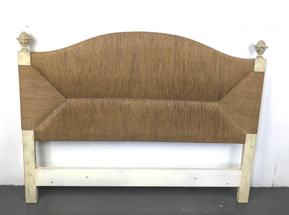 Cream Painted And Straw Headboard: Cream Painted And Straw Headboard 47 1/2"h x 62"w Condition, light wear