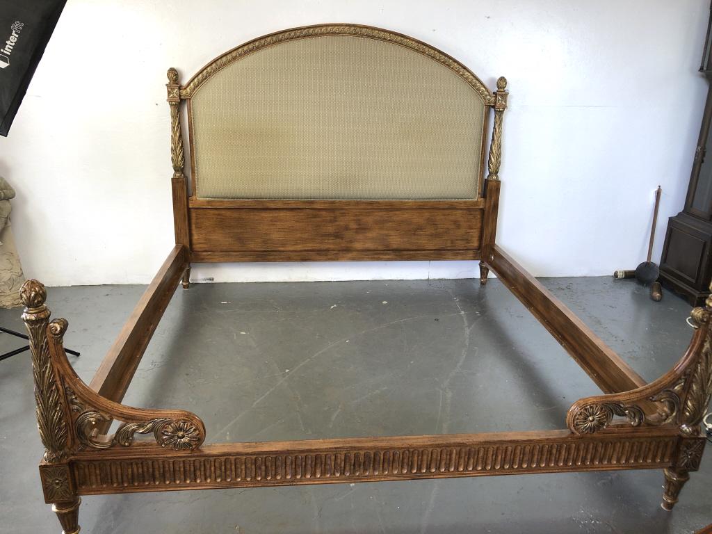 Louis XVI Style Fruitwood & Gilt King Size Bed (1 of 7)