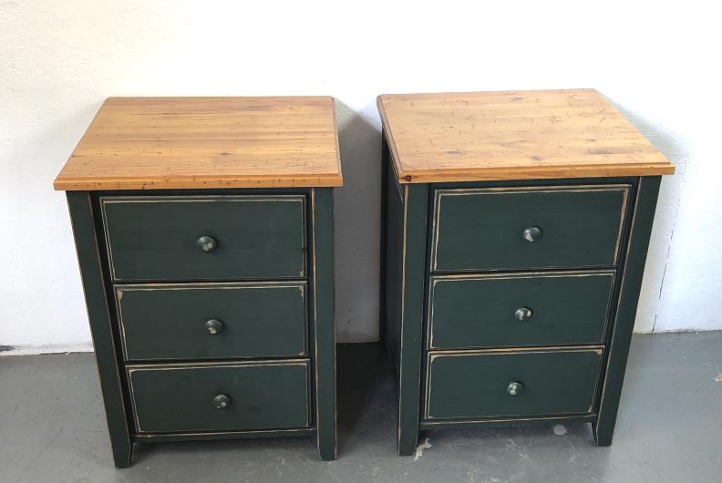 Pair of Country Green Painted Side Cabinets (1 of 4)