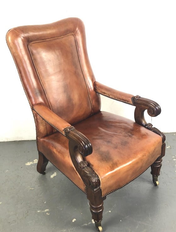 Regency Mahogany & Leather Library Chair (1 of 5)