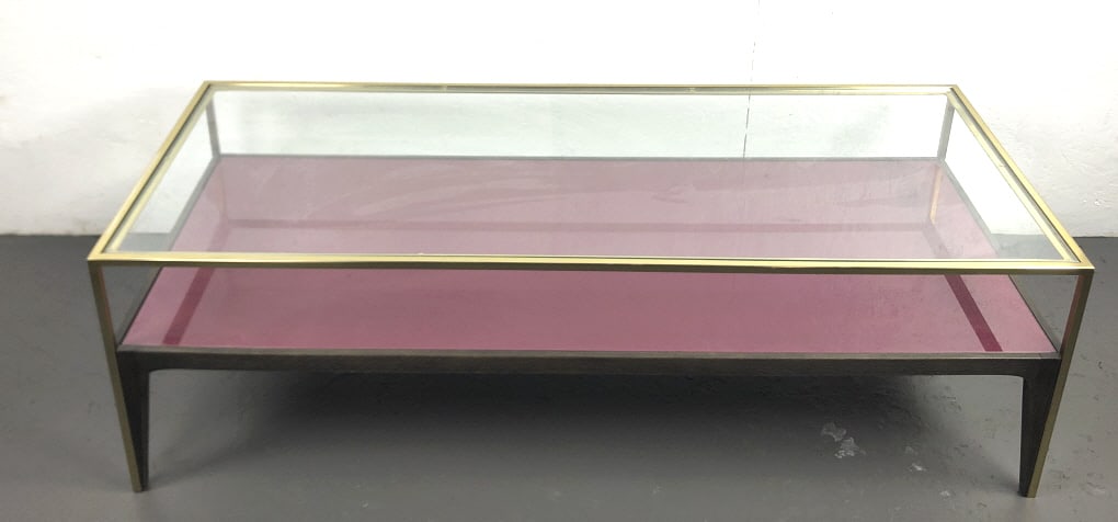 Contemporary Glass And Pink Lacquered Low Table (1 of 5)