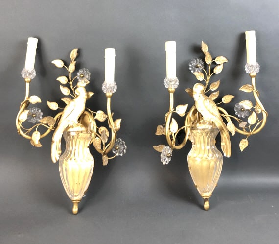 Pair of Glass and Gilt Metal Sconces (1 of 4)