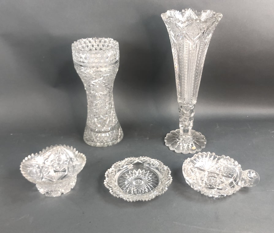Group of 5 Cut Glass Table Articles (1 of 14)