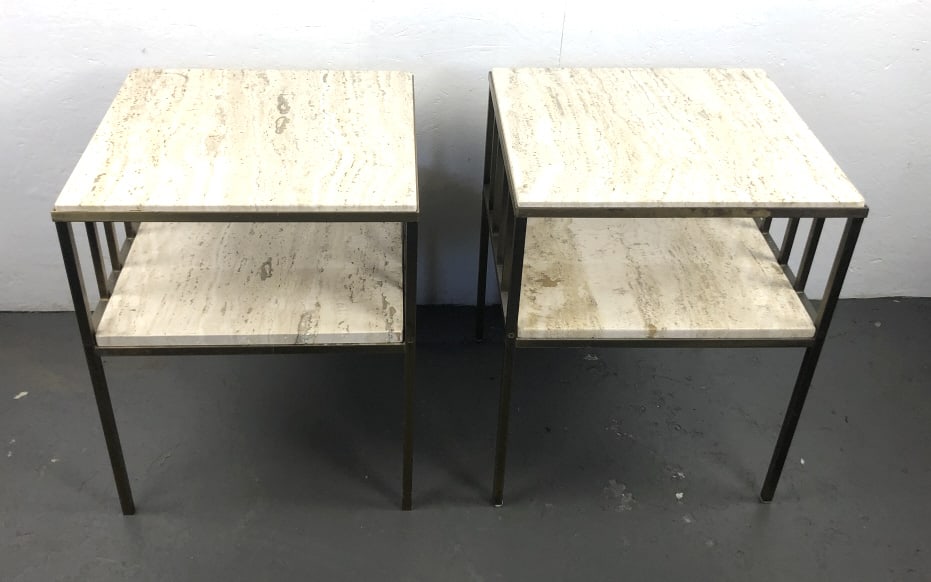Pair of MCM Brass & Marble Side Tables (1 of 4)