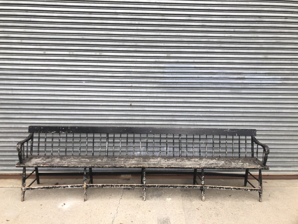 19th Century American Painted Spindle Bench (1 of 7)