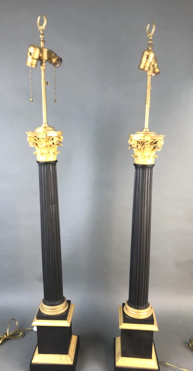 Pair of Empire Style Bronze Lamps (1 of 5)