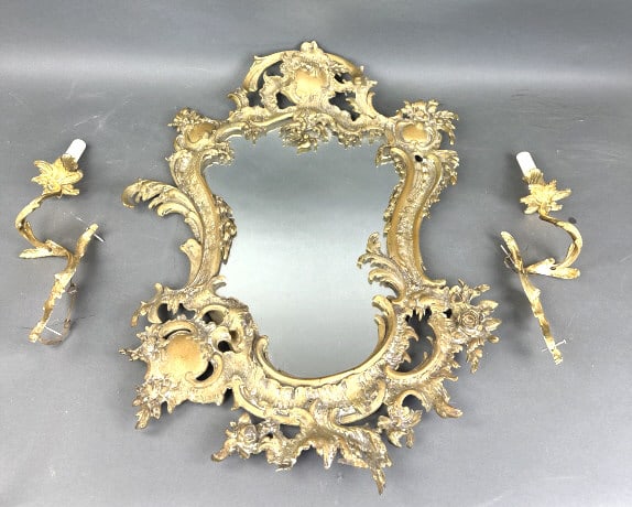 Gilded Brass Rococo Style Mirror (1 of 9)