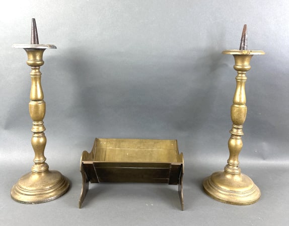 Pair of Gilt Brass Candlesticks (1 of 9)