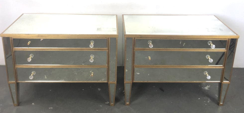 Pair of Mirrored 3 Drawer Chests (1 of 5)