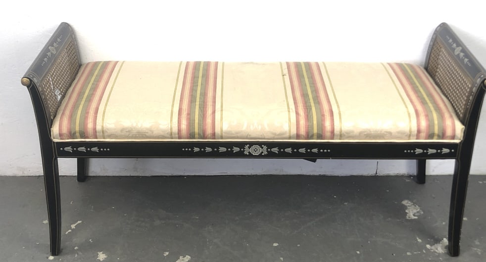 Kindel Regency Style Paint Decorated & Cane Bench (1 of 7)