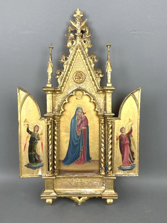 Painted Angel Triptych - Circa 1900 (1 of 17)