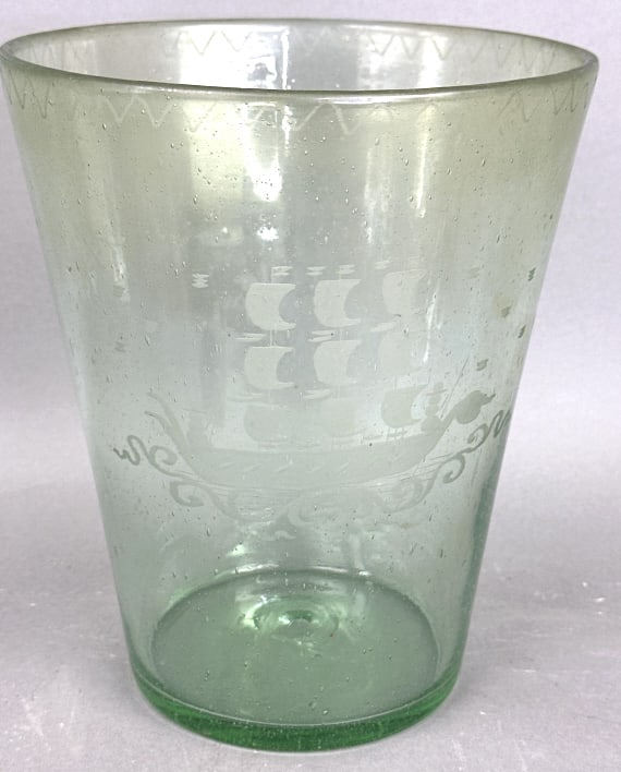 Large Green Etched Beaker - Bubble Glass (1 of 6)