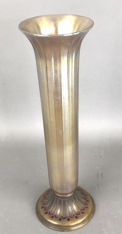 Tiffany Favrille Vase with Bronze & Enamel Base (1 of 7)