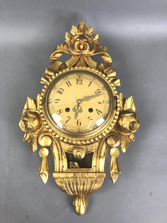 Swedish Giltwood Wall Clock (1 of 5)