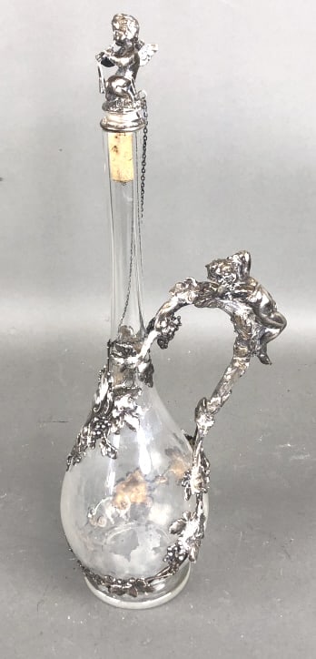 Carl Heisler Mannheim 800 silver Wine Carafe: Carl Heisler Mannheim 800 silver and crystal Wine carafe 16 1/2"h x 6" dia Condition, needs cleaning