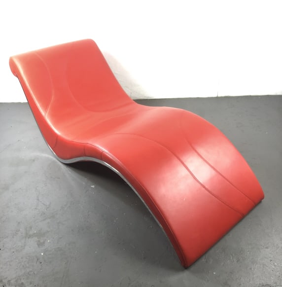 Modern Red Leather Chaise Lounge (1 of 6)