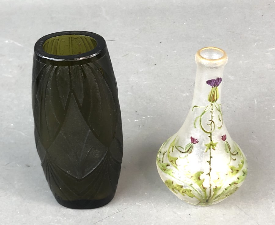 Legras Dark Green Art Deco Glass Vase (1 of 8)