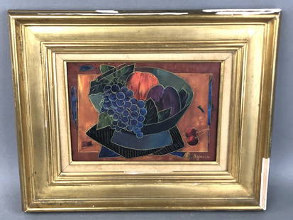 Tony Agostini: Tony Agostini Still life of Fruit Oil on canvas signed (lr) Sight 7"h x 10"w Condition, loss of gilt and gesso to frame