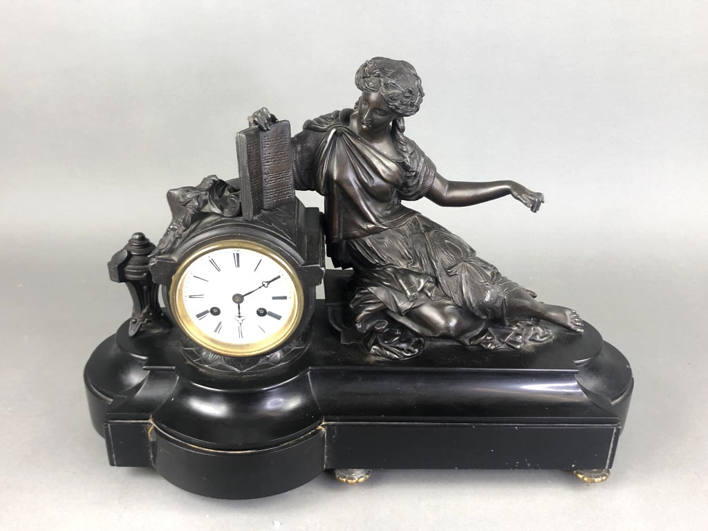 Bronze and Marble Mantle Clock (1 of 8)