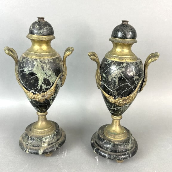 Pair of Green Marble Urns (1 of 5)