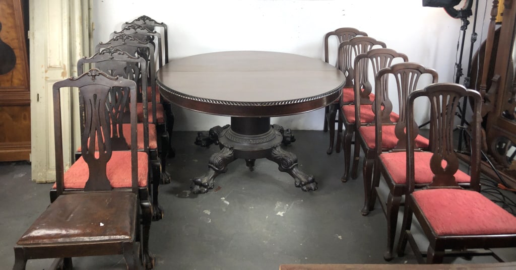 Horner Style Mahogany Dining Table, With 10 Chairs (1 of 9)