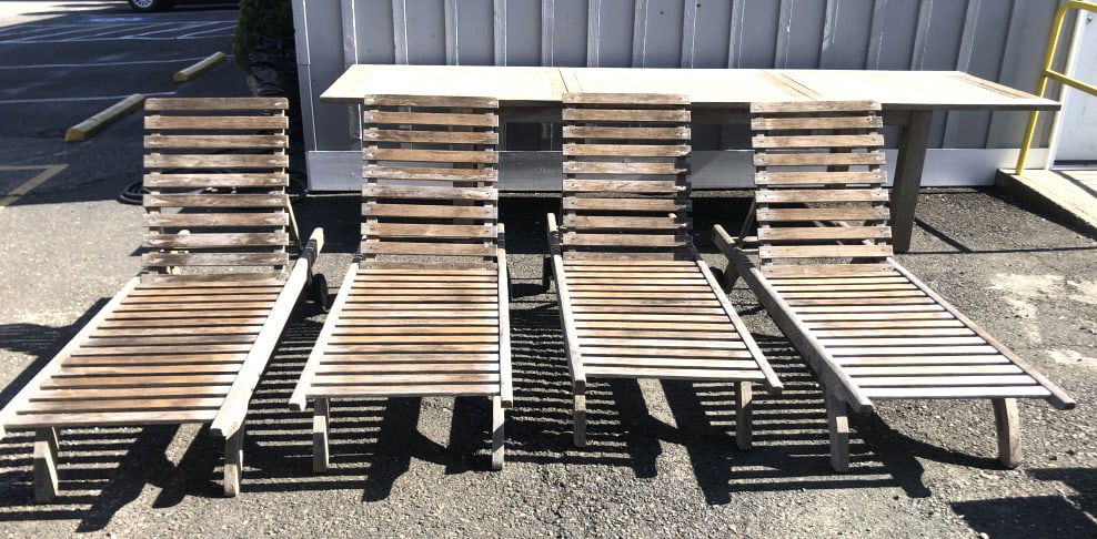 Set of 4 Teak Deck Lounge Chairs (1 of 4)