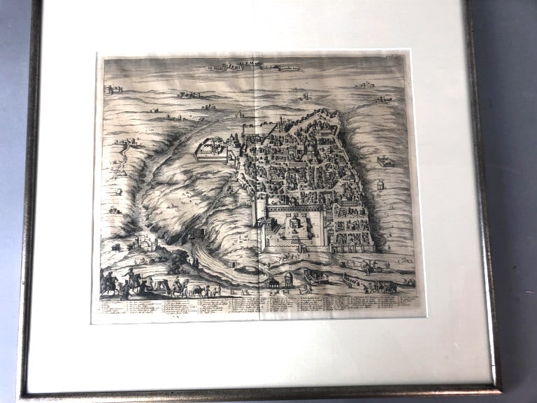 Map of Jerusalem: Map of Jerusalem Sight 12 1/4"h x 14 1/2"w Condition, some folds and creases