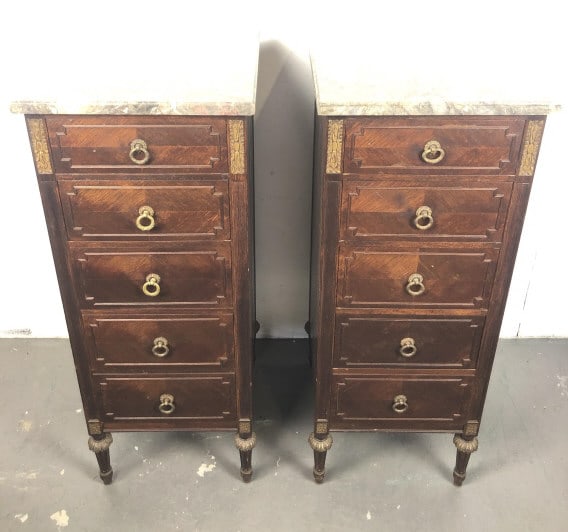 Pair of Louis XVI Style Marble top Chests (1 of 6)