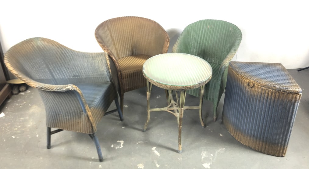 Group of Five Pieces of French Wicker (1 of 6)